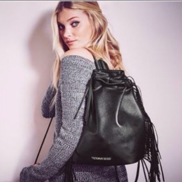 Victoria's Secret Handbags - Victoria's Secret Faux Leather Fringed Backpack